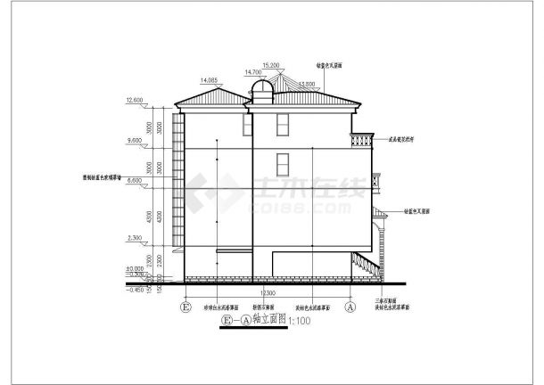 经典欧式风格带地下室三层别墅建筑设计图（全套）-图一