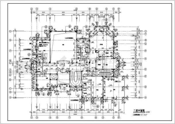 某地区二层住宅别墅建筑施工规划设计图-图二