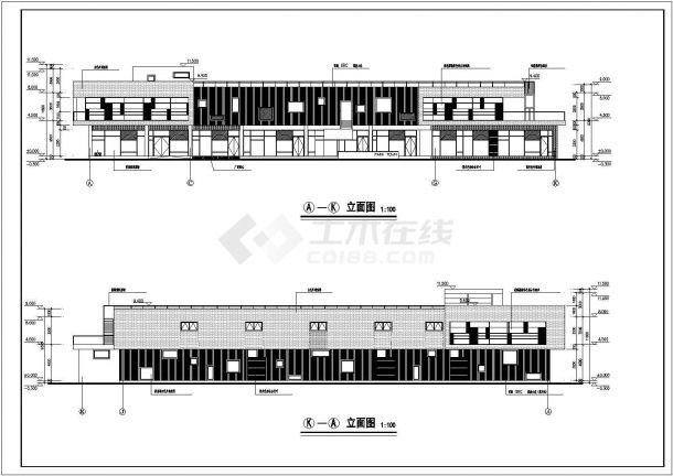 湖北省某地区小区三层商店建筑CAD施工图-图二