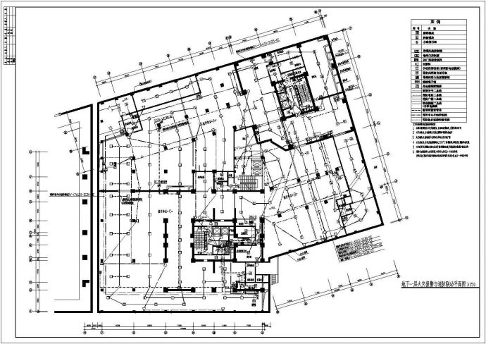 某地区大厦三层地下室电气CAD设计图纸_图1