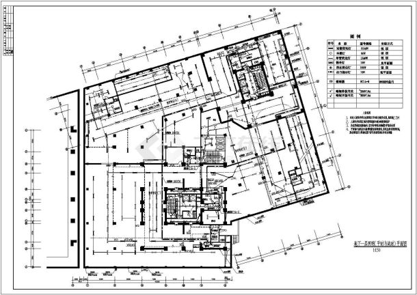某地区大厦三层地下室电气CAD设计图纸-图二