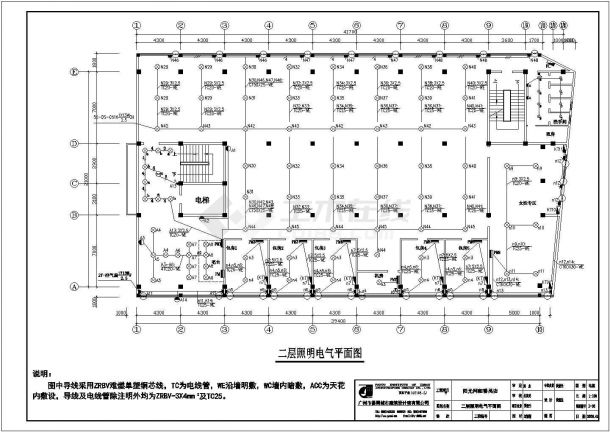 某网吧建筑详细电气施工CAD平面图-图二