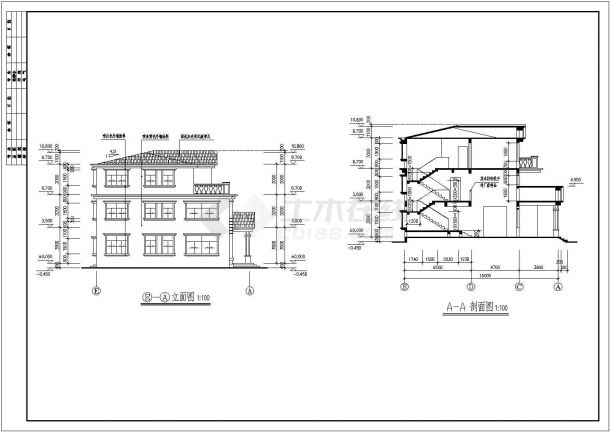 简欧风格三层带旋转楼梯自建别墅建筑设计图（全套）-图二