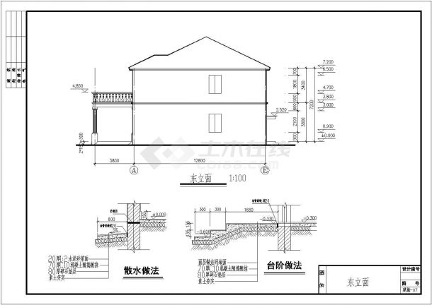 框架简洁二层农村房屋设计详细建筑施工图-图二
