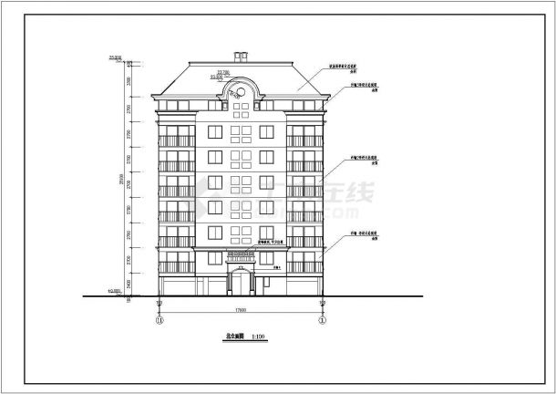 八层复式一梯两户普通住宅楼设计图-图二