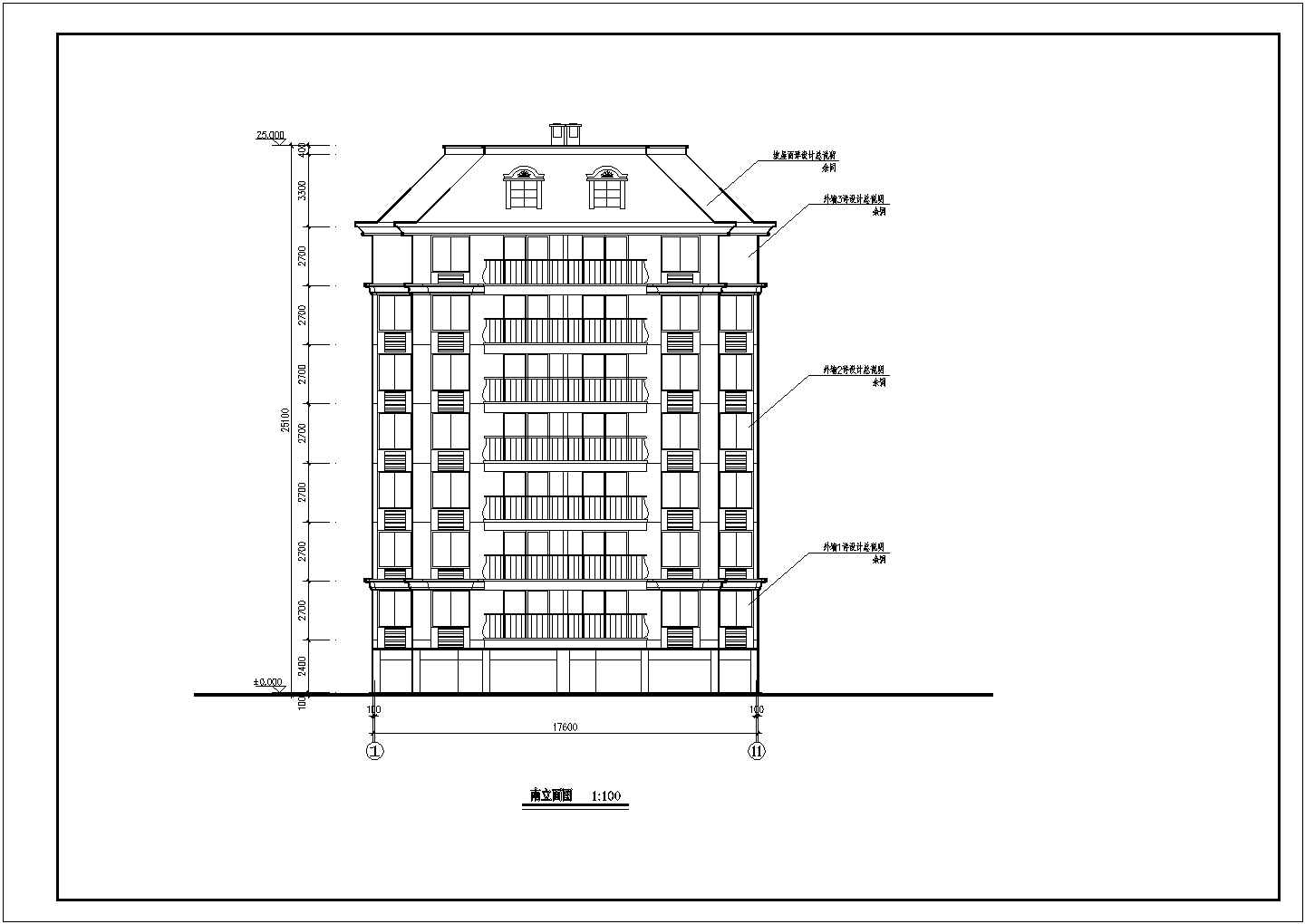 八层复式一梯两户普通住宅楼设计图