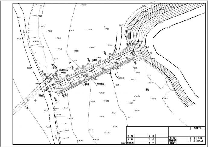某80m长翻板闸拦水坝初步设计图纸_图1