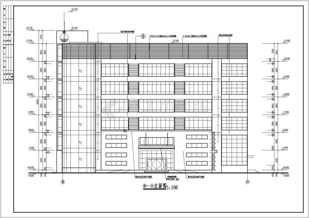 框架结构六层办公楼CAD施工图纸-图一