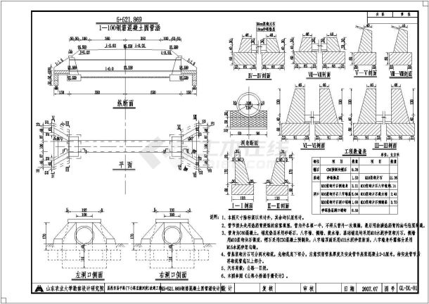 某处的1米混凝土的圆管涵设计标准图-图二