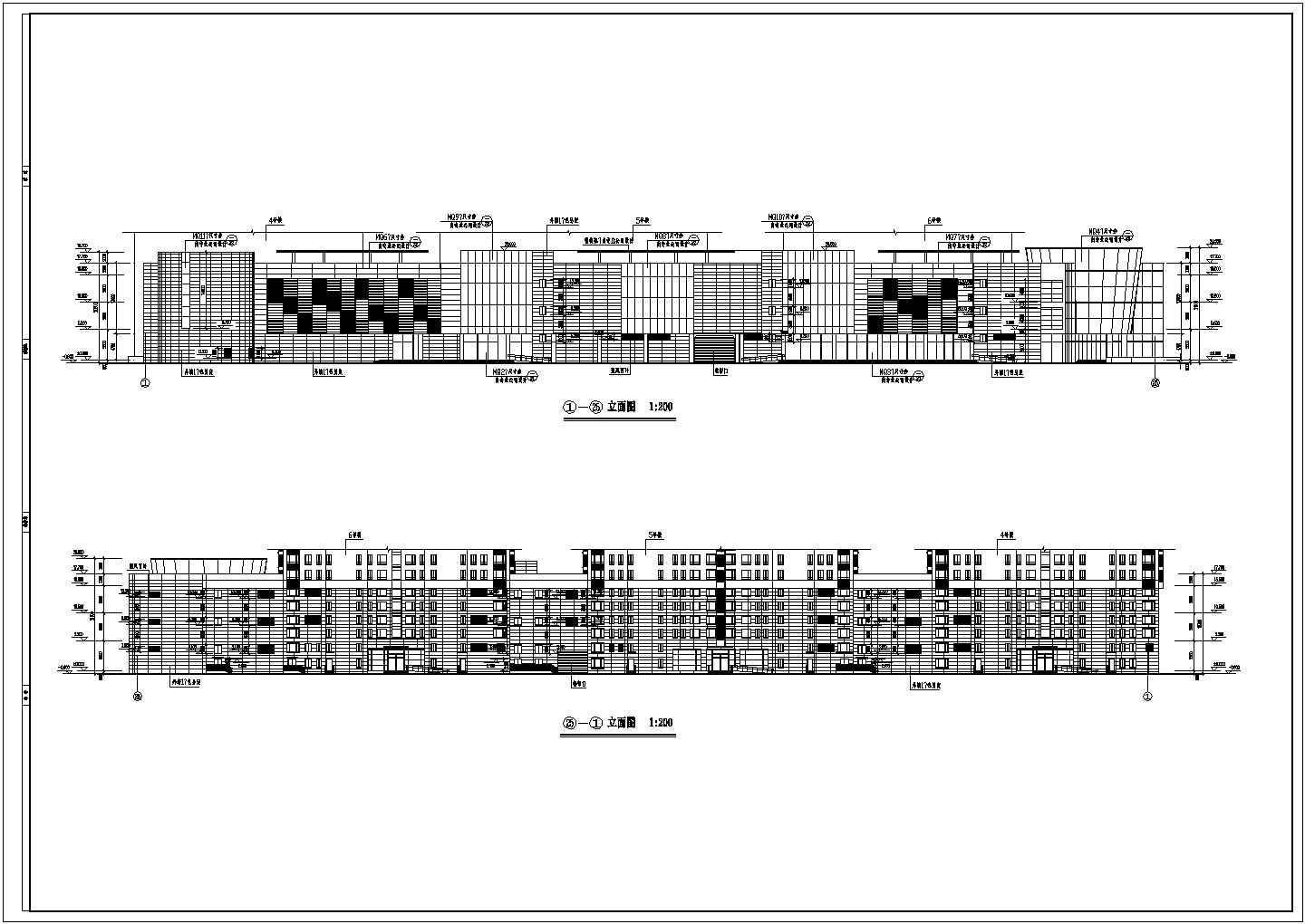 福建省某城区商场平立剖CAD设计图