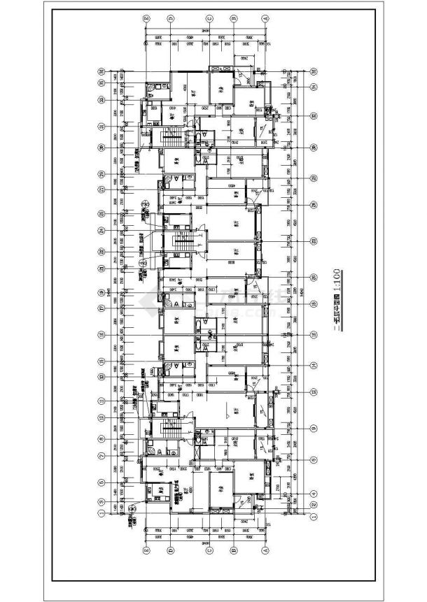 六层三单元阁楼4264平米不对称户型住宅建筑图-图一