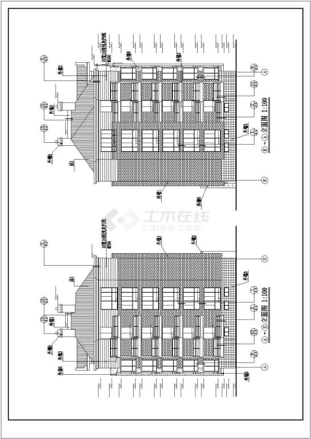 六层三单元阁楼4264平米不对称户型住宅建筑图-图二