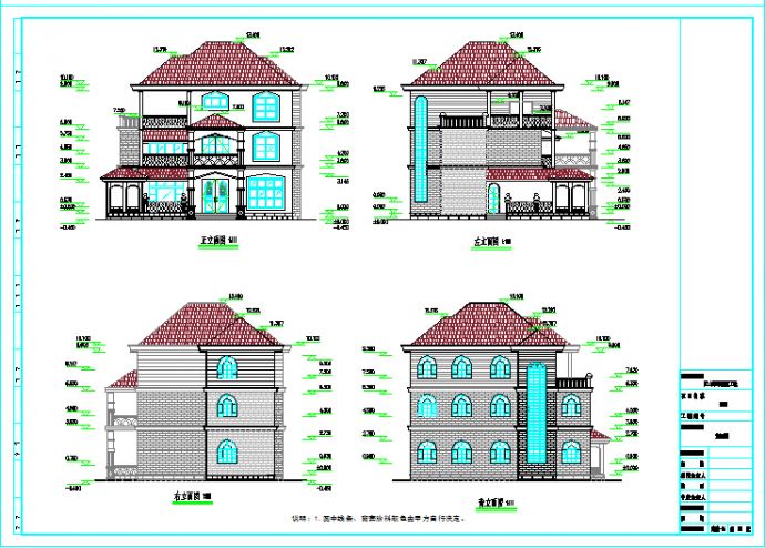 小型实用三层农村房屋详细建筑设计图_图1