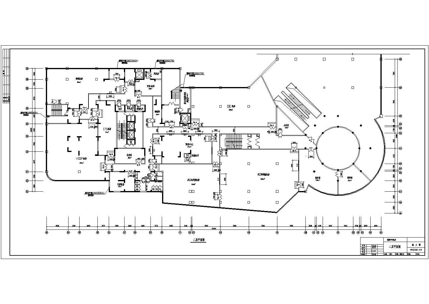 某地区通信中心机房弱电CAD设计图纸