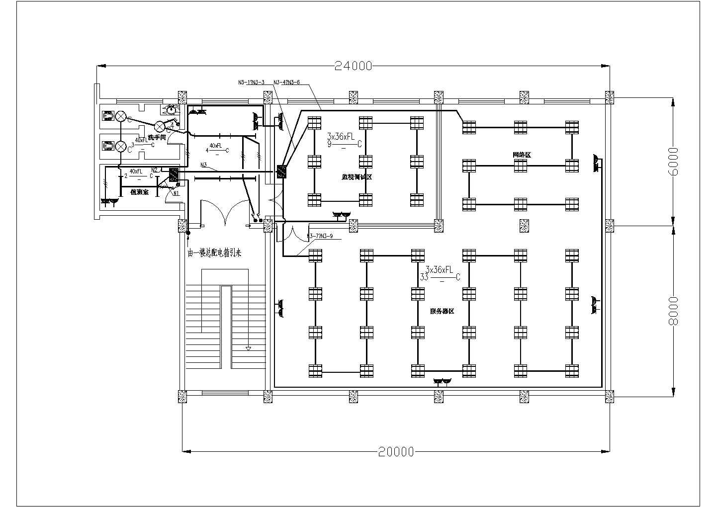 某地区信息中心机房改造电气CAD设计图纸