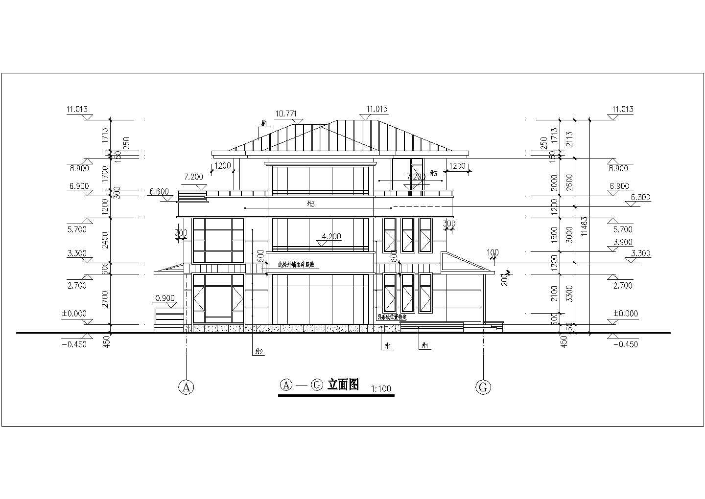 气派现代三层自建别墅详细建筑设计图