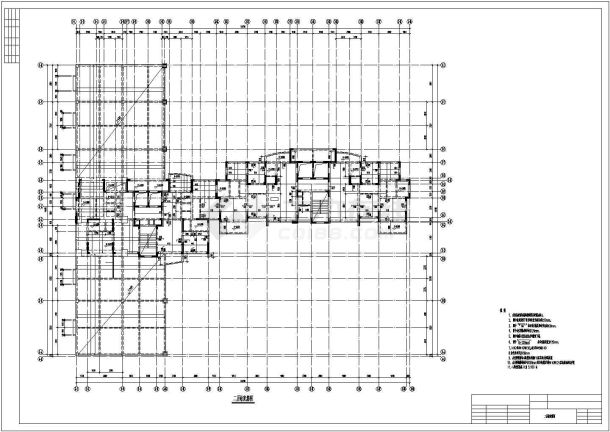 框支剪力墙结构住宅楼cad施工设计图纸-图二