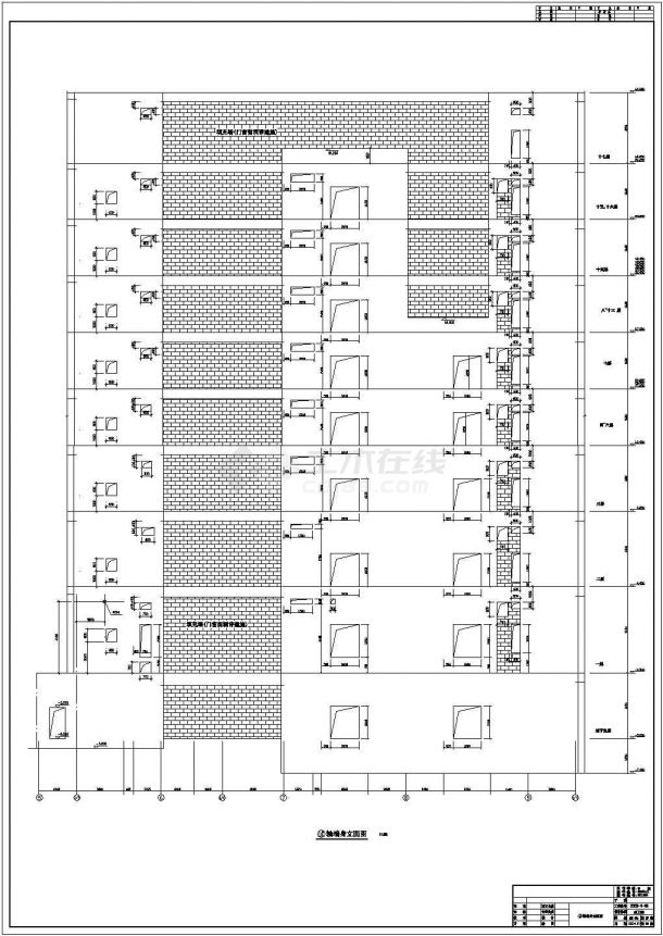 临海城市某办公大厦cad结构施工工程图纸-图二