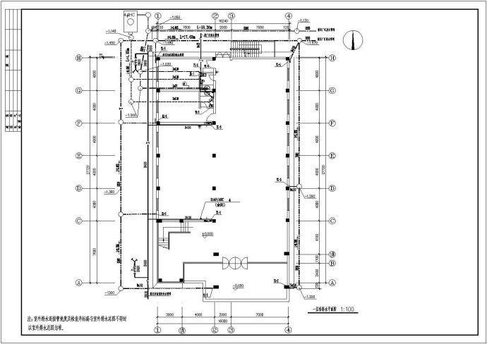 某工厂二层砖混结构厂房给排水设计图_图1