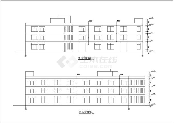 福建省某城镇三层厂房CAD设计方案图-图二