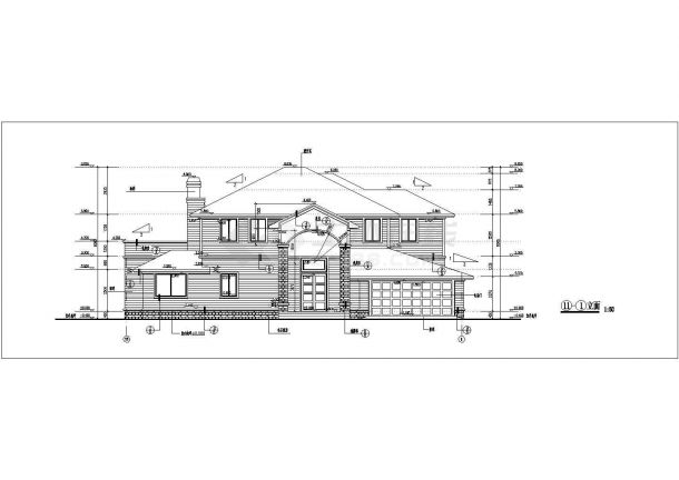 某西班牙风格别墅建筑设计方案CAD图-图二