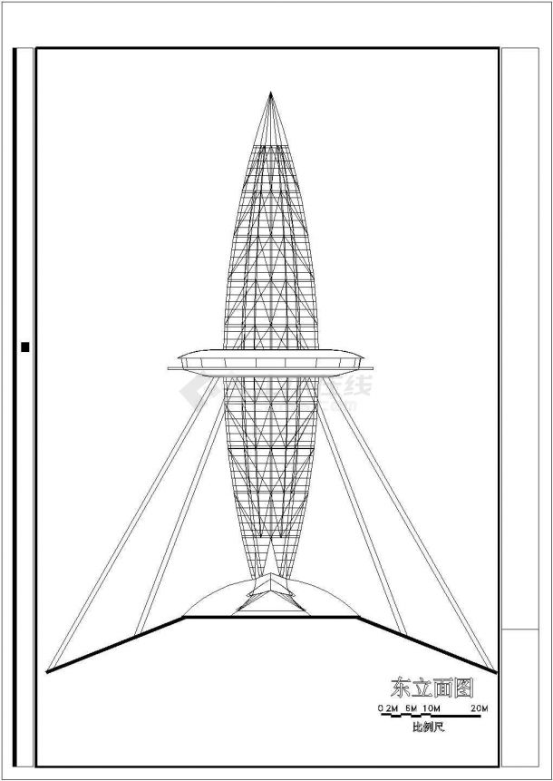 某地区旅游观光塔结构设计cad施工图-图二