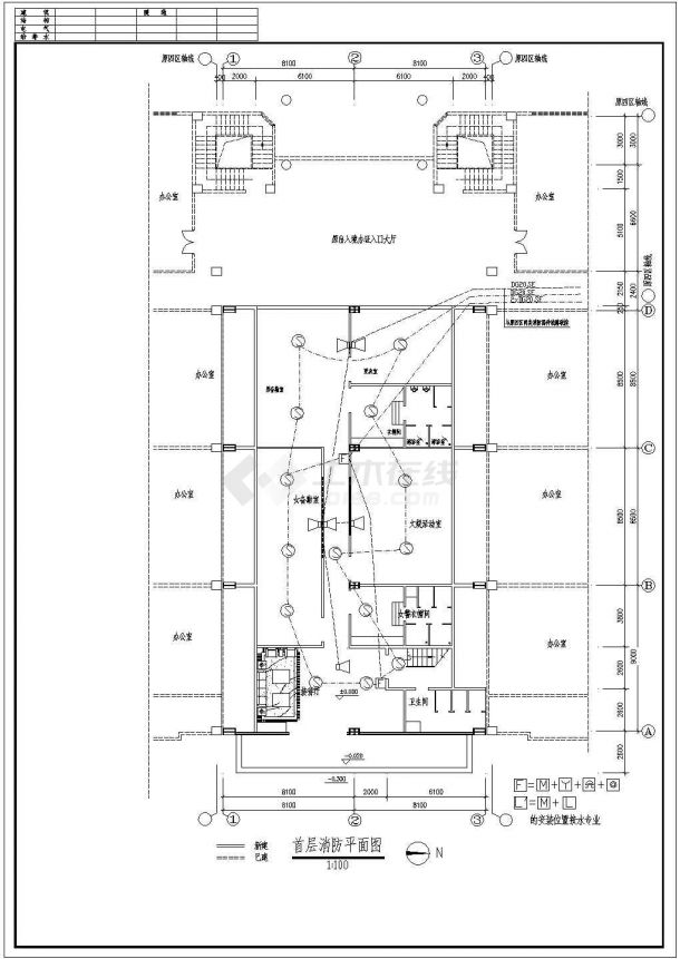某地区公安局办公楼电气全套CAD设计图纸-图二