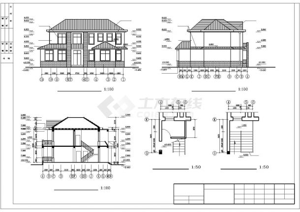 简洁砖混二层农村房屋详细建筑设计施工图（全套）-图二