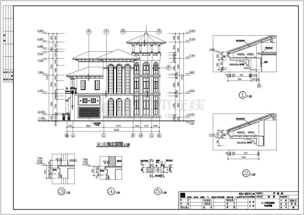 古典风格实用三层自建别墅建筑设计图-图二