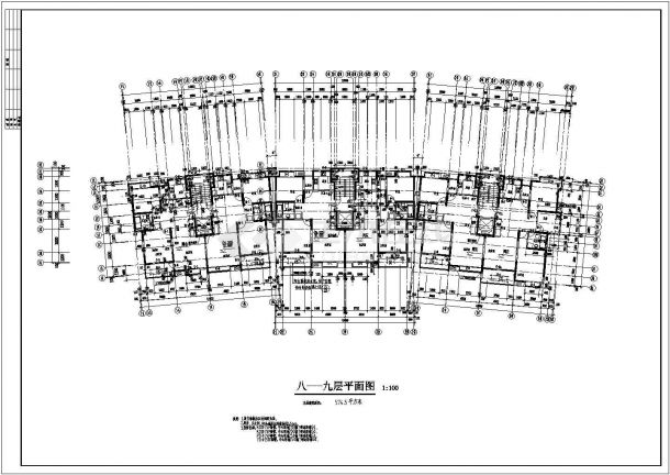 安徽省某地区高层住宅楼CAD平面图-图一