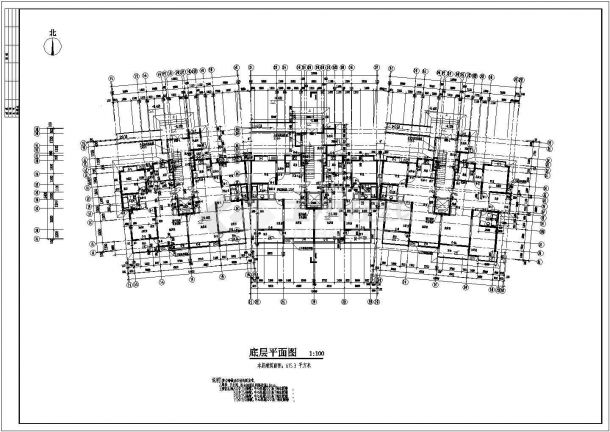 安徽省某地区高层住宅楼CAD平面图-图二