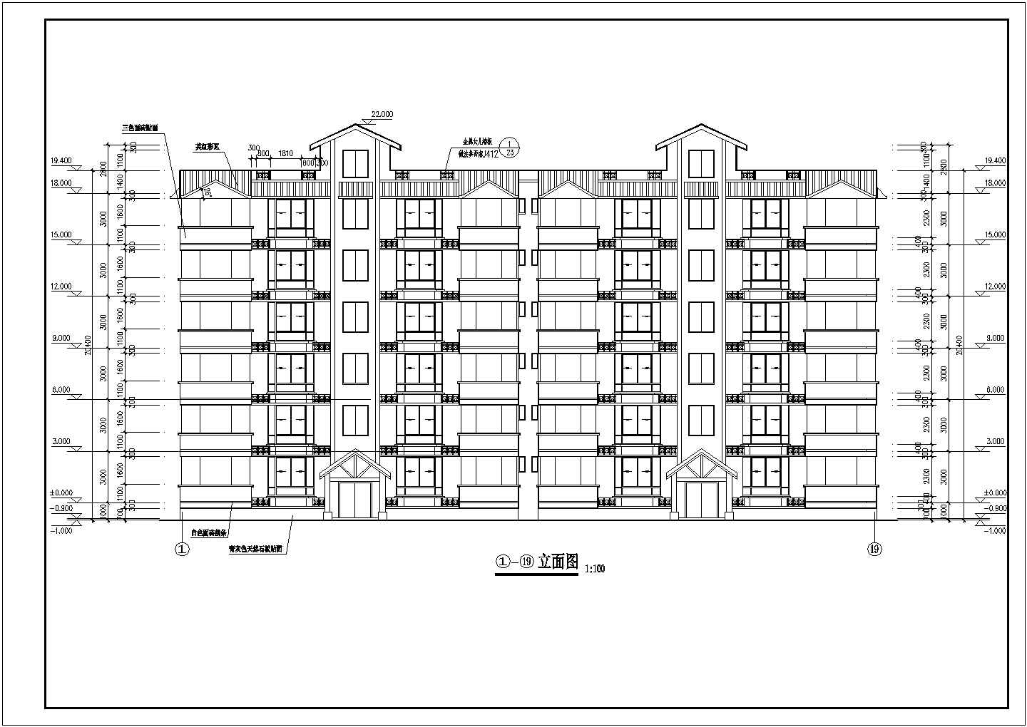 黑龙江省某乡镇小区住宅建筑平立面图纸
