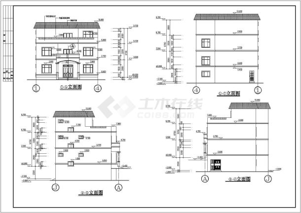 带屋顶露台地下室简单三层农村房屋建筑设计图-图一