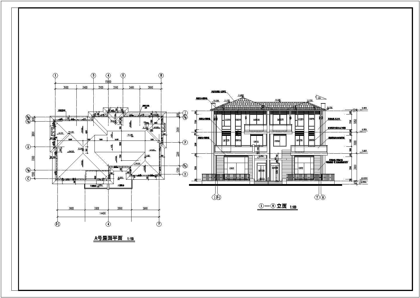 双拼带地下室夹层三层半自建房屋详细建筑设计图
