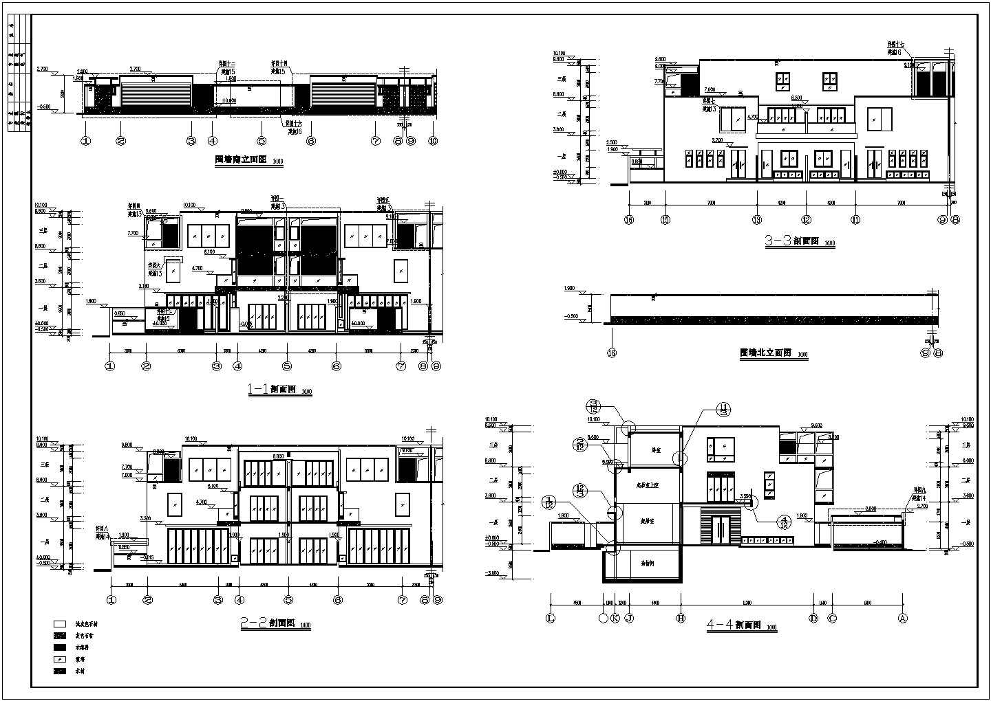 带庭院地下室三层现代双拼别墅详细建筑设计图