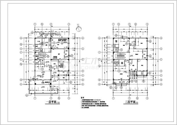 大方坡屋顶三层自建别墅详细建筑设计图-图二