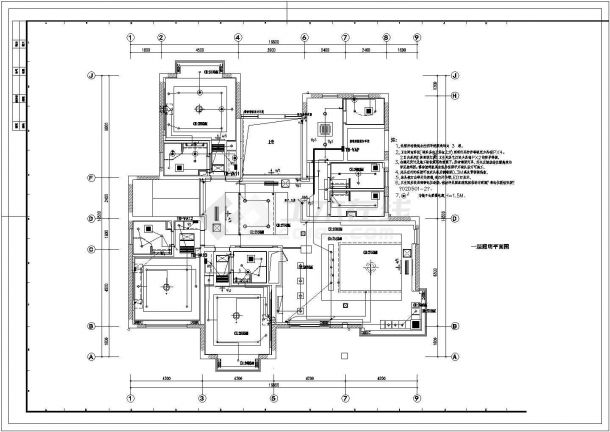 某地区某局接待室电气竣工CAD设计图纸-图二