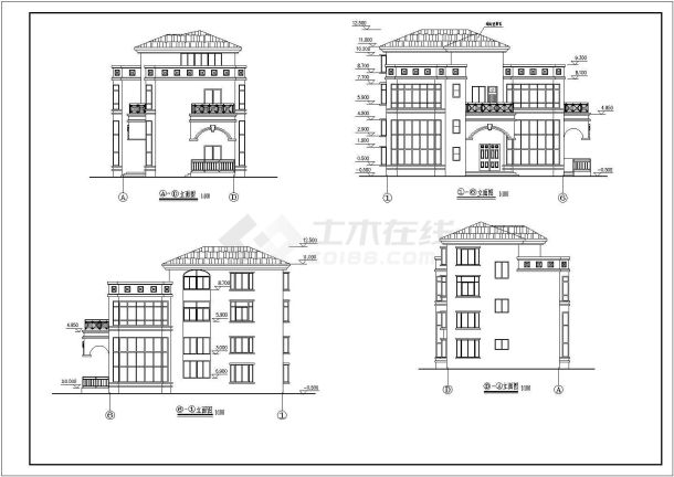 重庆市某沿江地区三层别墅CAD施工图-图一