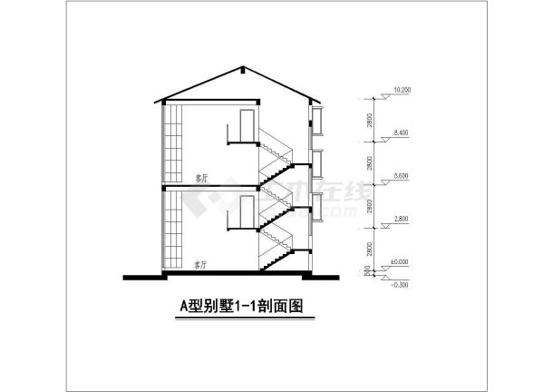 浙江省某地区二层AB型别墅CAD建筑图-图一