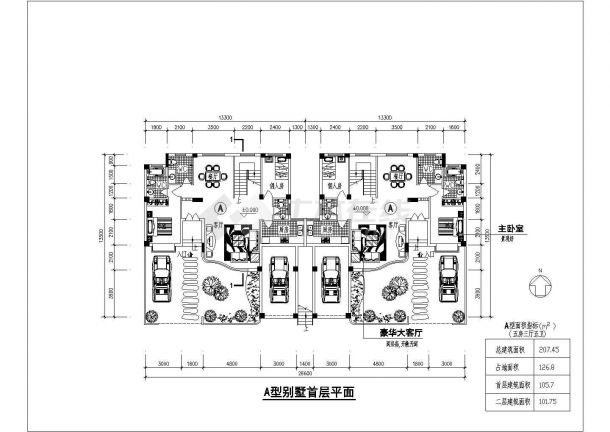 浙江省某地区二层AB型别墅CAD建筑图-图二