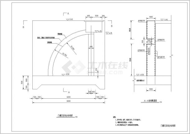 技施阶段可倾式闸门水闸典型断面图-图二