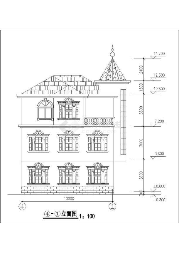 某农村三层普通别墅全套建筑设计图-图一