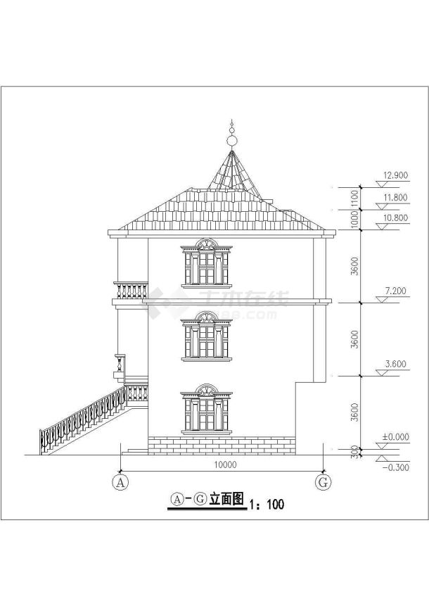 某农村三层普通别墅全套建筑设计图-图二