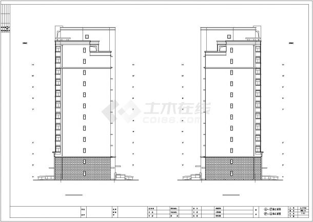 河北某跃层底商住宅建筑cad施工图-图一