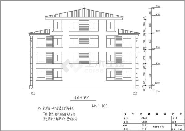 潮汕四层框架结构独立别墅建筑施工图-图一