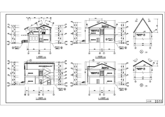 古典二层度假别墅详细建筑设计施工图_图1