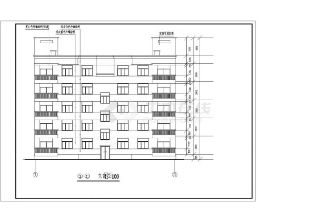 山东省某地区五层建筑节能CAD设计图-图一