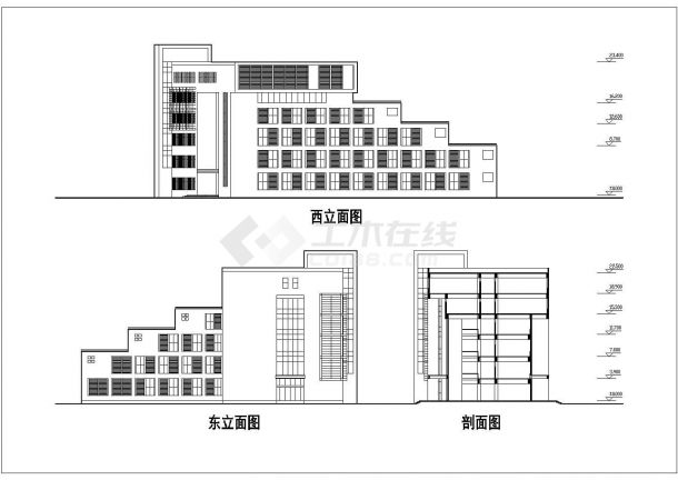 青海省某城镇中学数学楼建筑施工图-图一