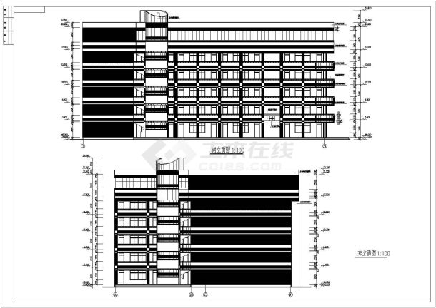 某六层框架结构教学办公楼建筑施工图-图一