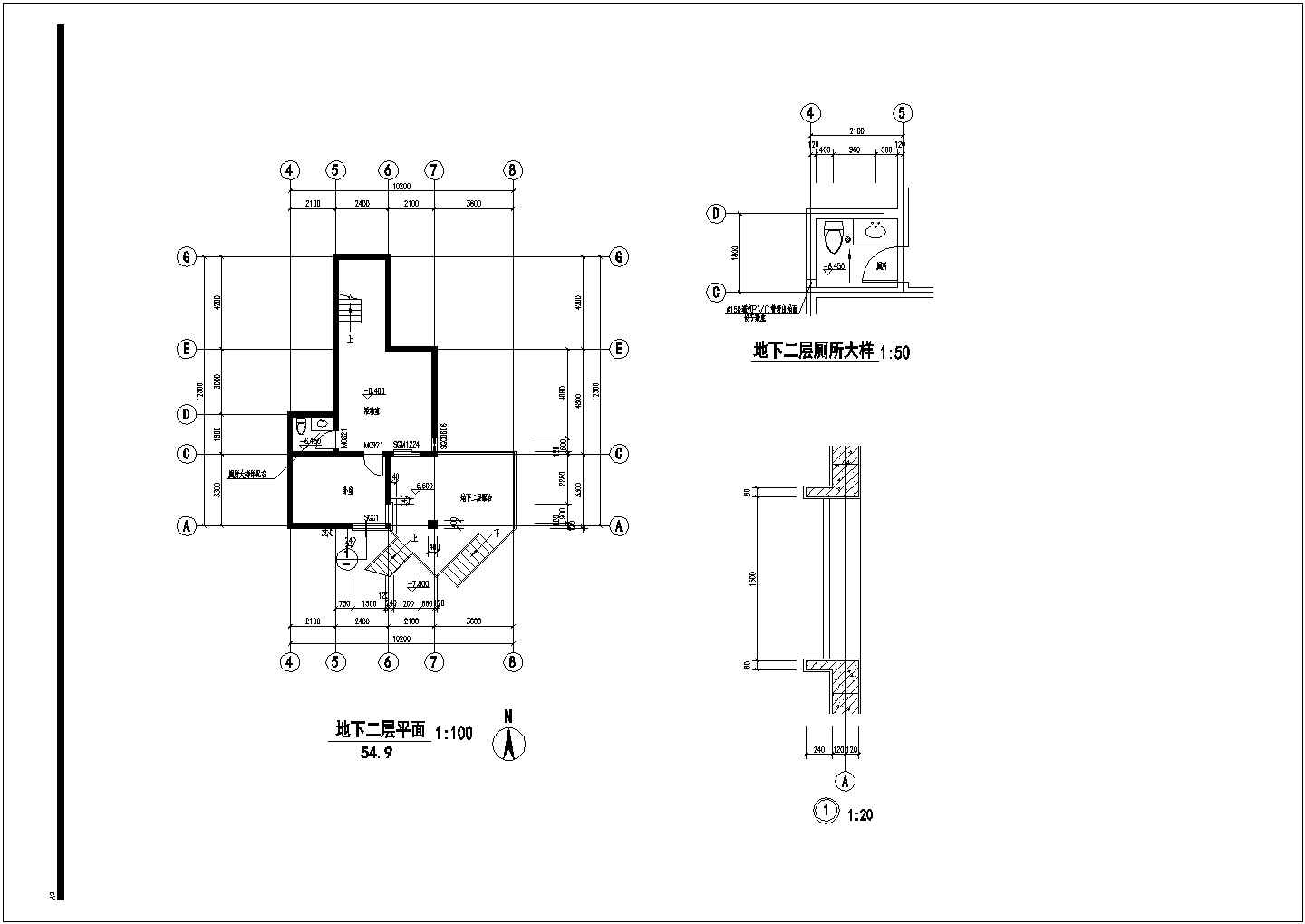 河北省某城镇经典别墅B户型图CAD设计图
